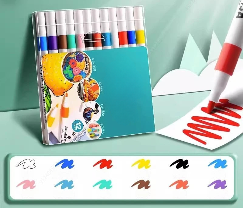 12-80 Farben-Set, Acrylfarben, Kunstmarker, Steinmalerei, für Kinder, Graffiti, Stein, Keramik, Glas, Holz, - PLAY PAINT