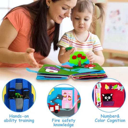 Regenbogenfilz-Stoffbuch, frühe Bildung, Kleidung, pädagogisches Puzzle, sensorisches Spielzeug, Lehrmittel, handgefertigtes Geschichtenbuch - PLAY PAINT